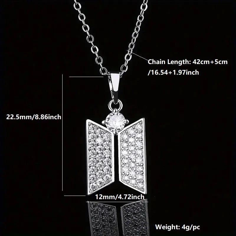 BTS Logo Diamond Necklace & Earrings 💎
