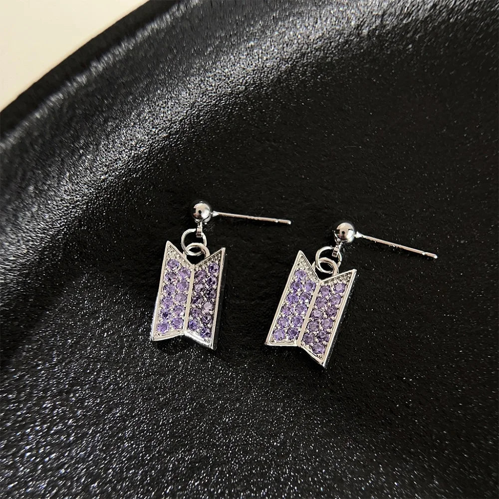 BTS Logo Diamond Necklace & Earrings 💎