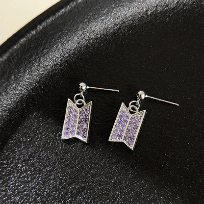BTS Logo Diamond Necklace & Earrings 💎