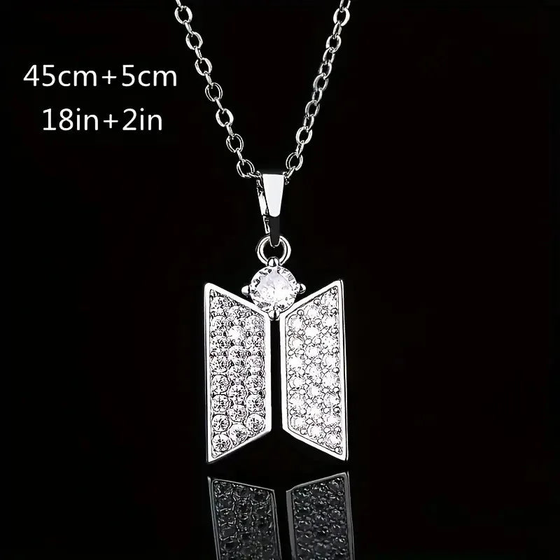 BTS Logo Diamond Necklace & Earrings 💎