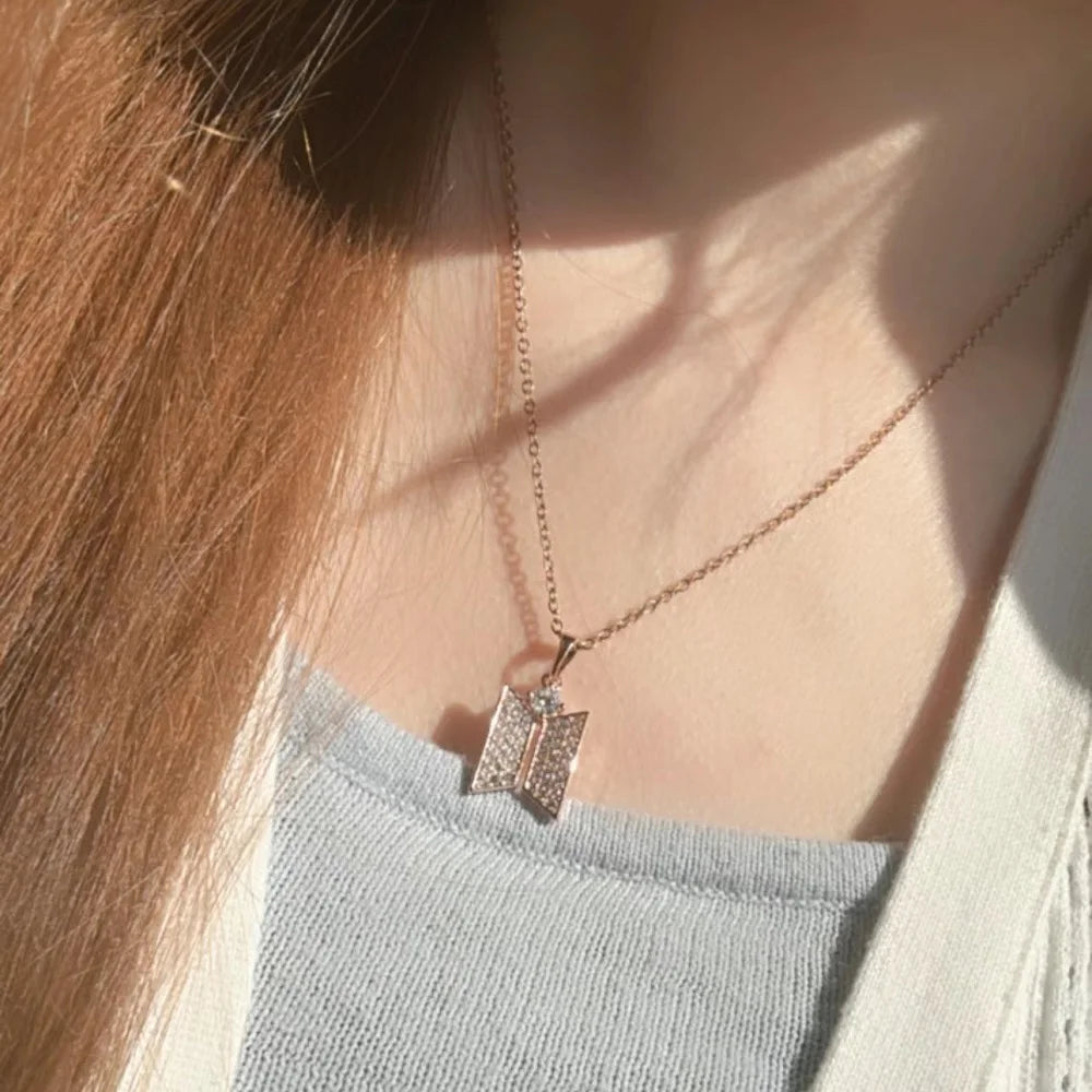 BTS Logo Diamond Necklace & Earrings 💎