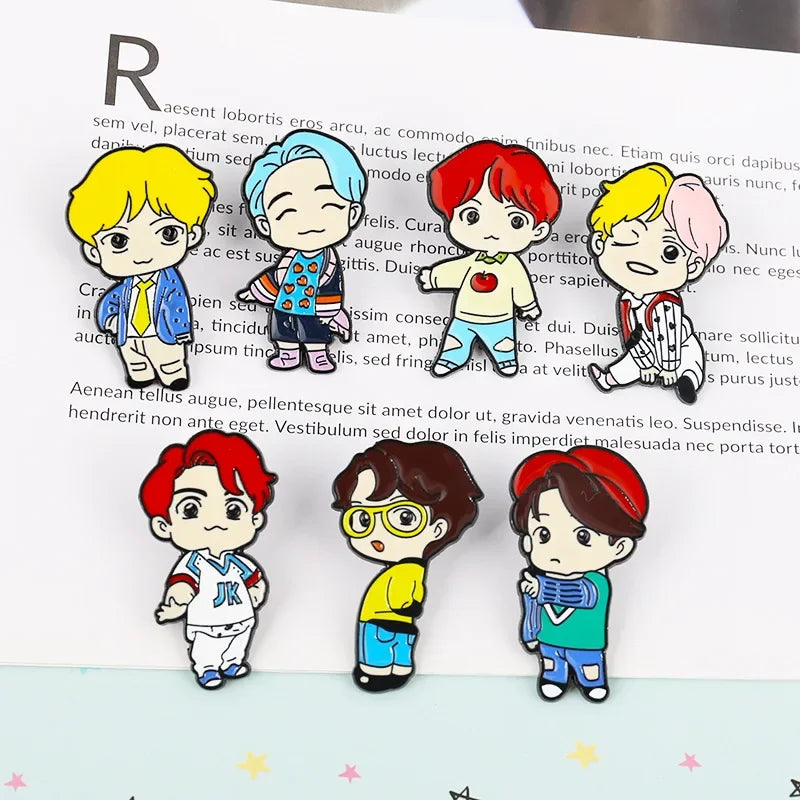 BTS Cartoon Character Pins