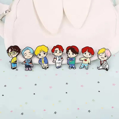BTS Cartoon Character Pins
