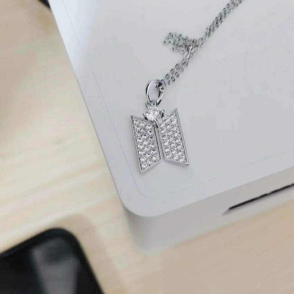 BTS Logo Diamond Necklace & Earrings 💎