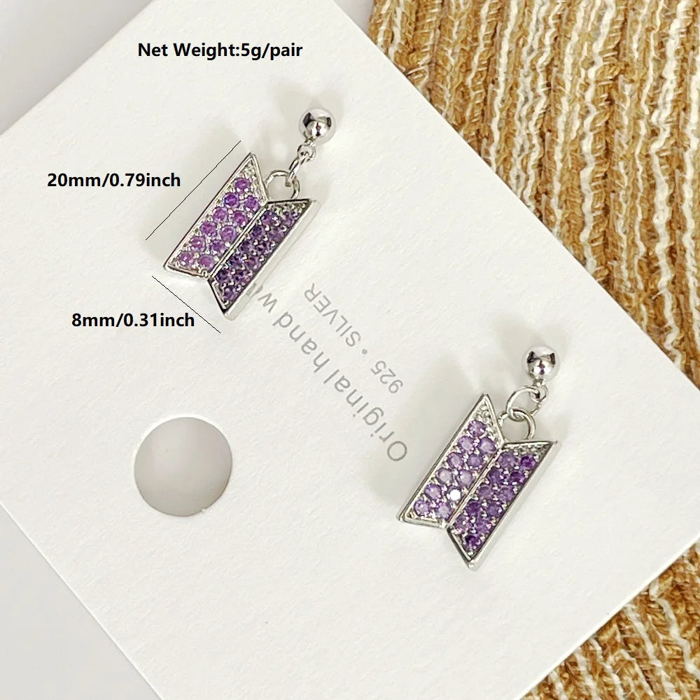 BTS Logo Diamond Necklace & Earrings 💎