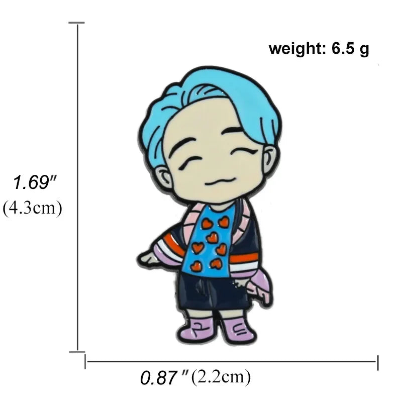 BTS Cartoon Character Pins