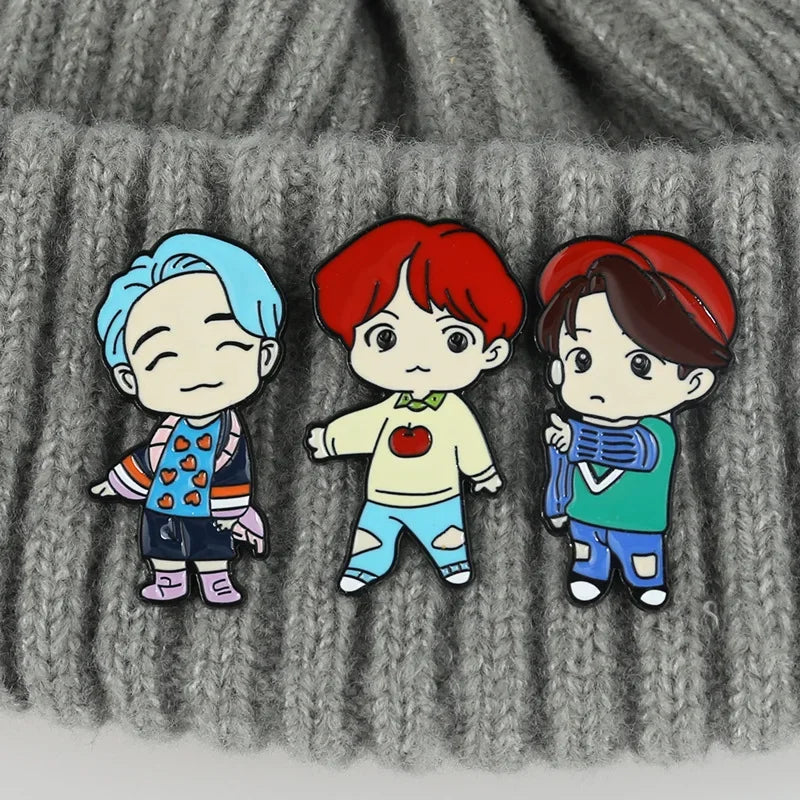 BTS Cartoon Character Pins