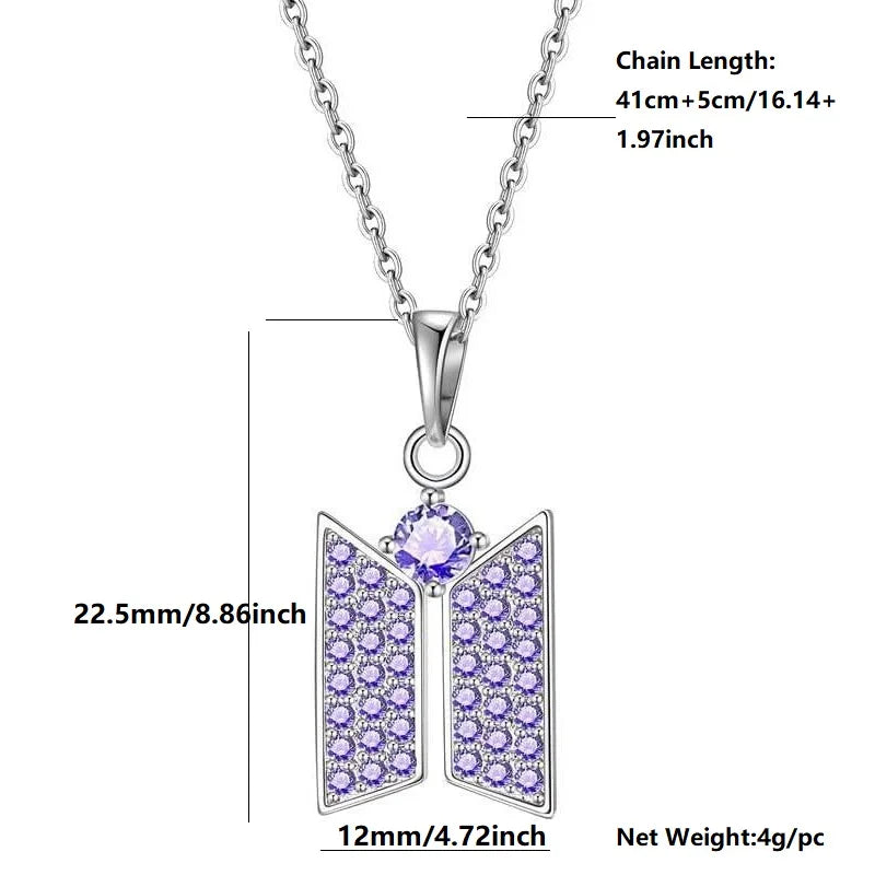 BTS Logo Diamond Necklace & Earrings 💎